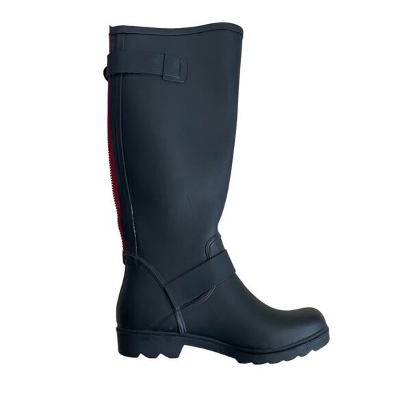 Steve Madden Dreench Black Rubber Knee High Rain Boots - Picture 2 of 9